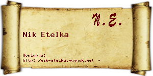 Nik Etelka névjegykártya